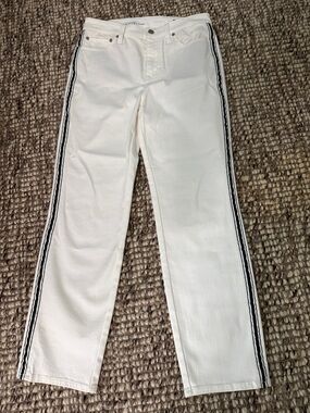 Talbots White High-Waist Straight Ankle Jeans